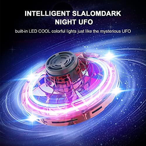 Hand Operated Drone for Kids Adults Gifts, Flying Ball Toys, Mini Spinner Dron with 360° Rotating and Shining LED Lights, Small Helicopter UFO Indoor Outdoor Fun (Red)