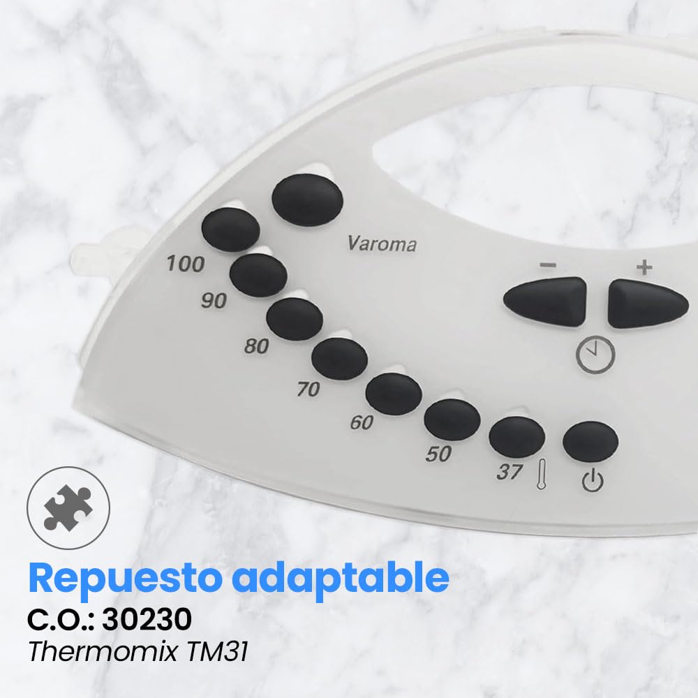 Anakel Home Repuesto Panel Frontal Completo 30230 Compatible con Thermomix TM31 | Botonera y Cubierta de Plástico Resistente, Blanco