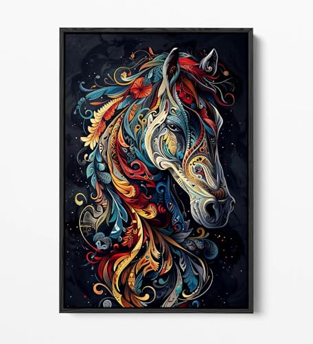 Tableau licorne 50x75 cm avec cadre noir pour décoration - 2