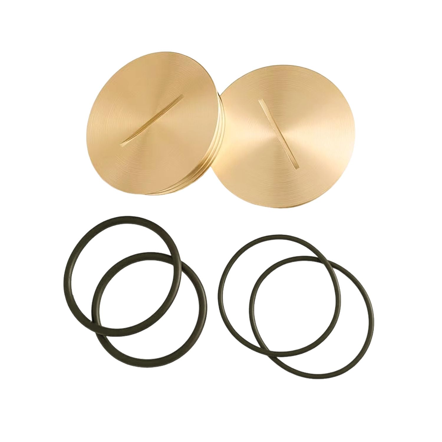Photo 1 of 2PCS 5249 Cover Plate (with Two Sets of O-Rings) for Floor Box, Fitted to 5249 Single Outlet only, 1.72 “Width, 1.53”OD, Brass Cap Replacements