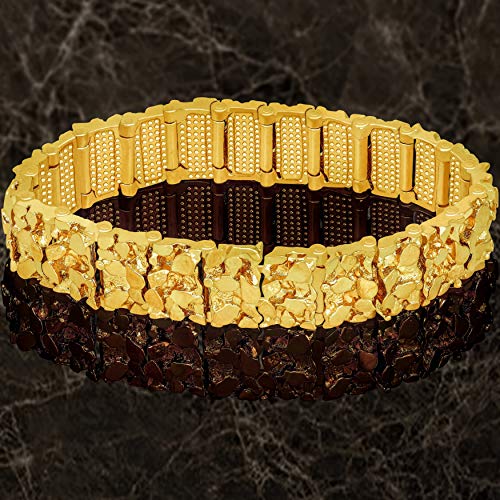 LIFETIME JEWELRY 16mm Rugged Nugget Link Bracelet for Men and Women 24k Gold Plated4
