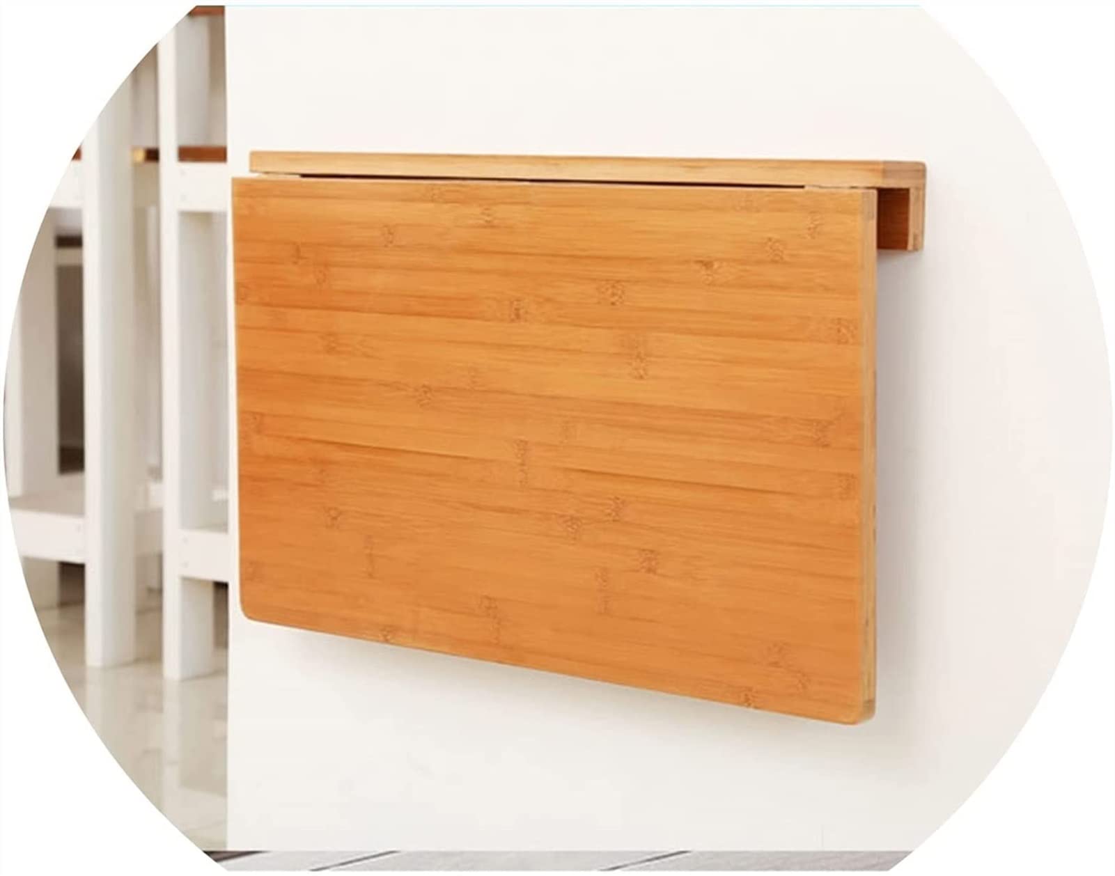 Table murale pliante en bambou 60x40 cm avec étagère de rangement pour petit espace