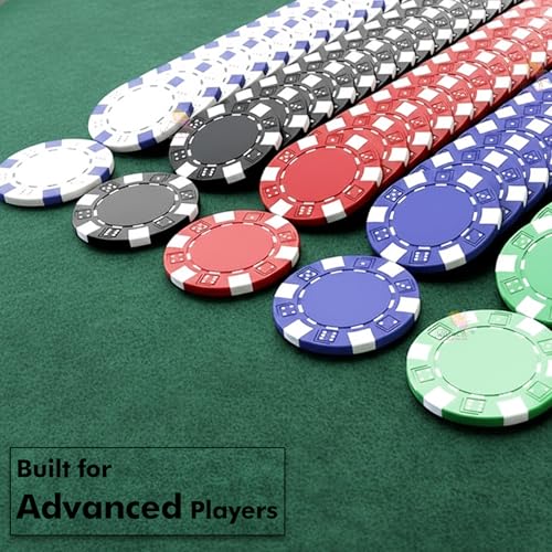 Image of WISHKEY for Adult Casino Style Poker Chips Set with A Aluminum Finish Case, 2 Decks of Card Game, 5 Dice, 1 Dealer Button (Classic Multiplayer Game) 300 Pcs