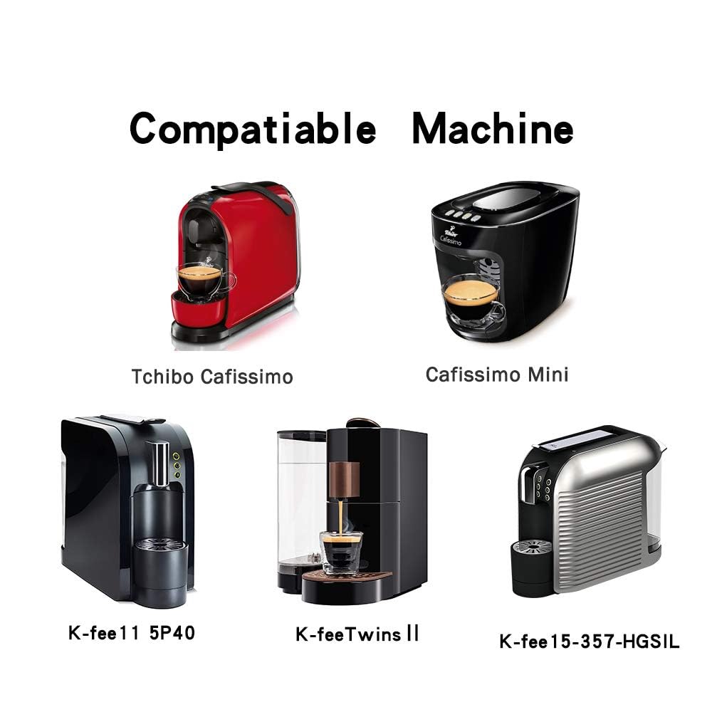 i Cafilas Cápsula de café rellenable Kfee de acero inoxidable, reutilizable, filtro de café para Caffitaly Tchibo Cafissimo ALDI Expressi Cápsula (2Capsule+Tamper)