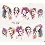 JSIYU stickers ongle 2 feuille de transfert de l'eau Nail Art Sticker Decal Mode Femmes 3D Imprimer Conception Manucure Conseils DIY Nail Foils Décorations À