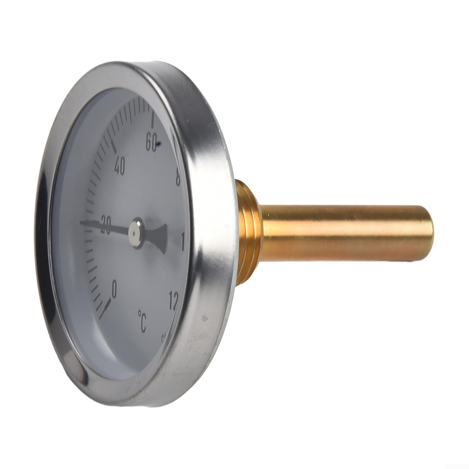 Metal Thermometer Hot Water Pipe Thermometer 0-120°C Heating System Temperature Gauge with 63mm Dial Aluminum Housing Brass Pocket