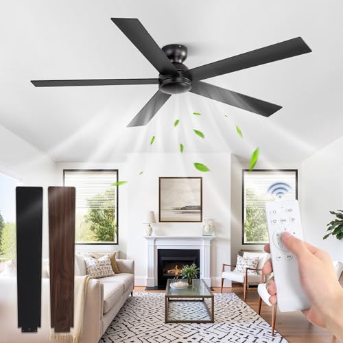 Image of Fanbulous 60 Inch Ceiling Fan no Light, Flush Mount Low Profile, Black