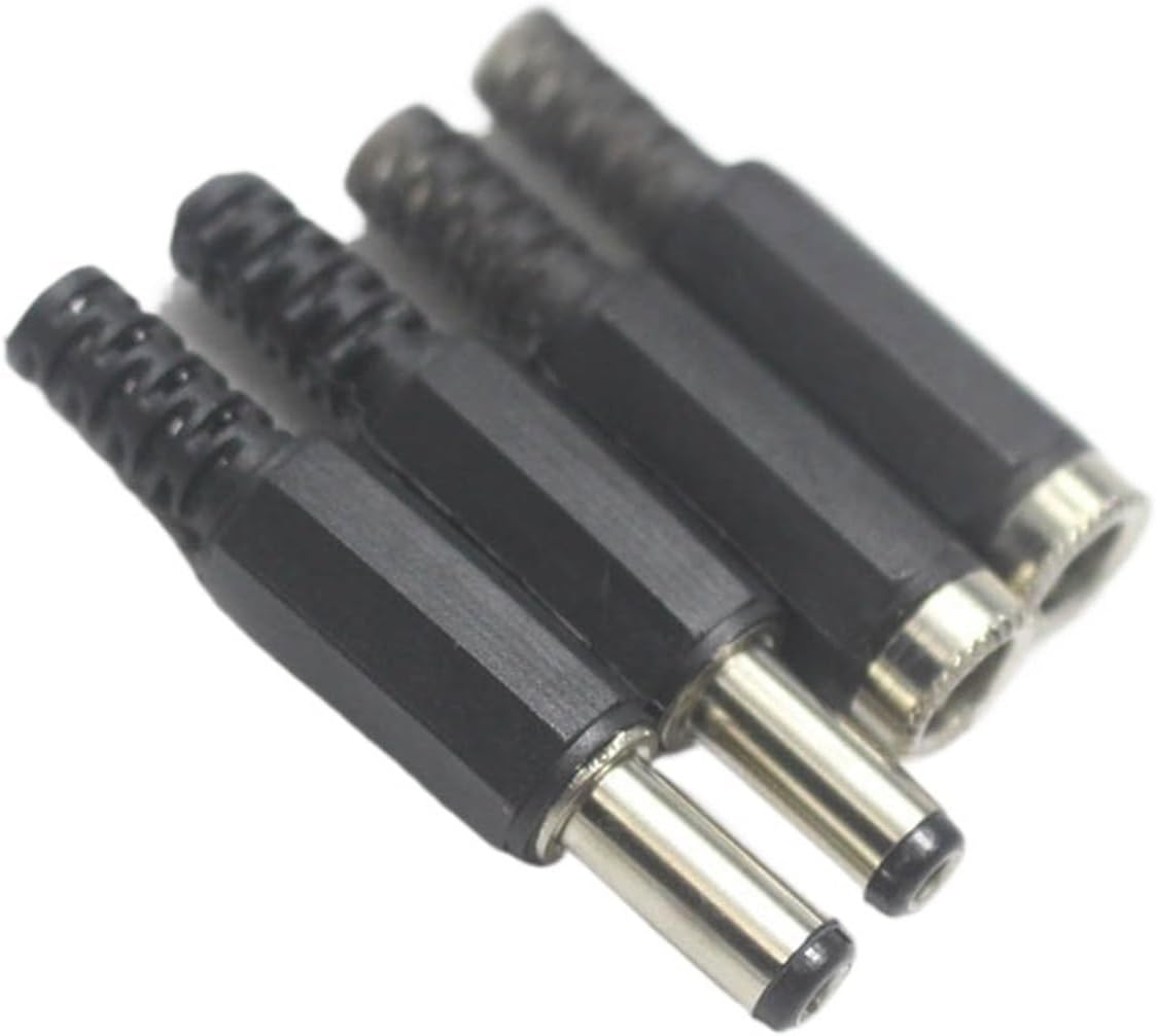 2/5/10pcs DC Power Socket 12V 3A Male + Female Socket Panel Mount Jack Connector Electrical Supplies 5.5 * 2.1 5.5 * 2.5mm(5.5x2.1 Male,10 Pcs)