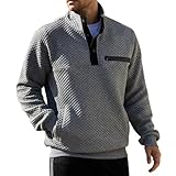 LBL Leading the Better Life Mens Sweatshirt Fashion Stand Collar Button Pullover Sweatshirts with Pockets Grey L