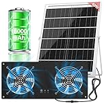 ANTEQI Solar Panel Fan Kit, 40W Solar Fan with Timer and 18000mAh Battery, Waterproof 3500 RPM High-Speed for Chicken Coops, Greenhouses, Pet Houses, Sheds & Windows Exhaust (Large)