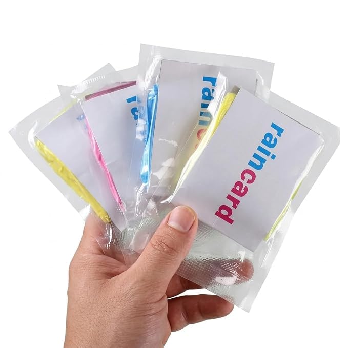 Disposable Pocket Raincoat Rain Card Pack of 4, Waterproof Compact Pocket Size Rain Poncho for Men Women, Lightweight Travel Rain Wear, Free Size, Multicolor, Reusable up to 2–3 Uses-image-18