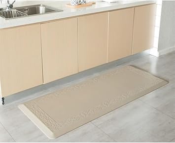 JIUYUEYA Anti-Fatigue Floor Mat Standing and Comfort Desk/Floor Mats for House Sink Office Kitchen Mat Cushioned Rug Waterproof, Non Slip, 2cm Thick Color Beige, Size 51 * 76CM