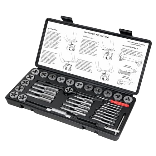 Performance Tool W4002DB 40-Piece Metric Tap And Die Set | Coarse and Fine Threads | Essential Threading Rethreading Tool Kit with Accessories and Storage Case