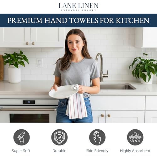 Image of Kitchen Towels Set - Pack of 12 100% Cotton Dish Towels for Drying Dishes, 18 inchx 28 inch, Kitchen Hand Towels, Absorbent Tea Towels, Premium Dish Towels for Kitchen, Quick Drying - Christmas Red