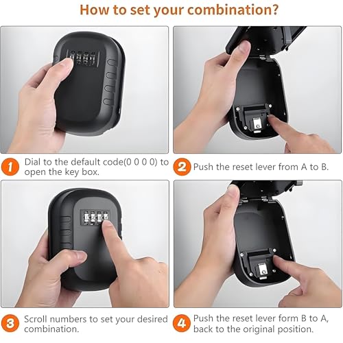Boîte de rangement étanche pour clés avec code à combinaison réinitialisable