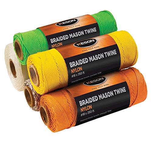 Keson GB250 12-pack #18 Green Braided Nylon Mason Line, 250-ft, 155-lb Tensile Strength