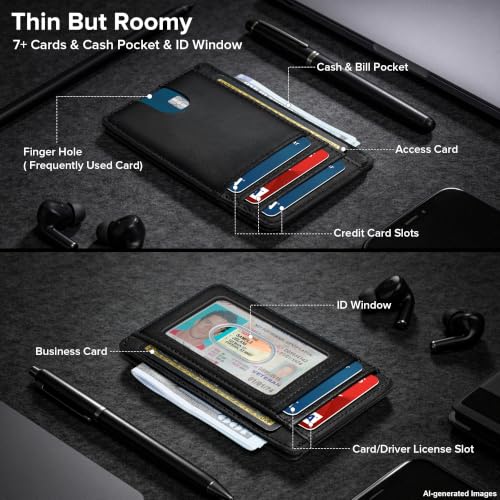 Image of furid Slim Genuine Leather Wallet: Minimalist RFID Small Card Wallet for Men with ID Window - Front Pocket Comfortable Fit - 0.11-inch Ultra Thin Credit Card Holder for Men's Gift