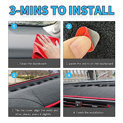 Posaid For Toyota Camry Dash Cover 2023 2022 2021 2020 2019 2018 Dashboard Cover Mat Custom Fit Toyota Camry 2018-2023, Red Trim #TOP5