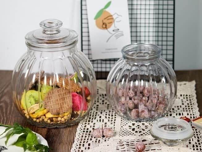 Sucrier, Sucrier en verre en forme de citrouille, pot de stockage des aliments, bonbons, biscuits avec couvercle