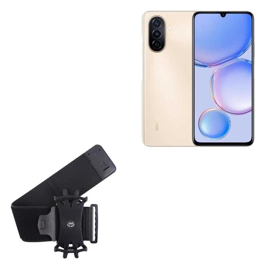 BoxWave Holster Compatible with Huawei nova Y71 - ActiveStretch Sport Armband, Adjustable Armband for Workout and Running - Jet Black