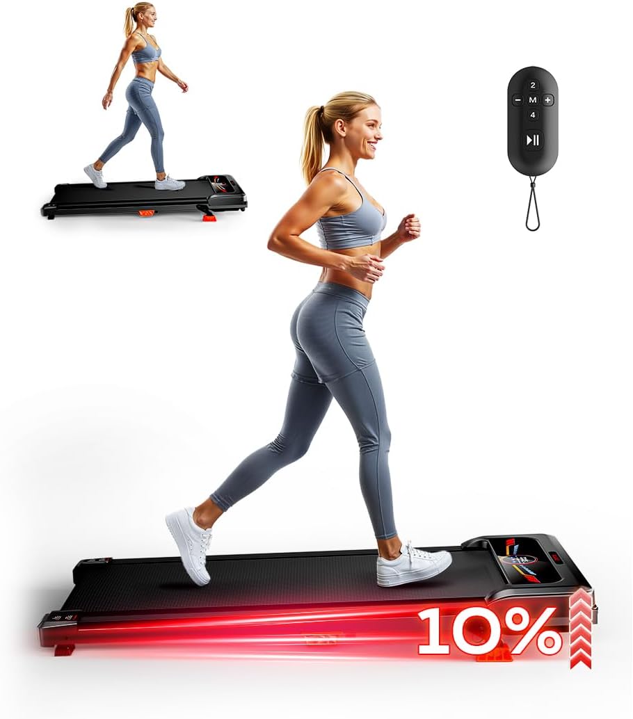 Walking Pad, Treadmill with Incline, 10% Under Desk Treadmill, EAGLOG 2.5HP Portable Treadmills for Home Small Women, Running Machine with Remote Control, 330lbs Capacity