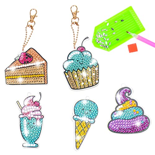 Lot de 6 porte-clés de peinture diamant pour enfants - Peinture diamant 5D - Peinture diamant - Pour porte-clés - Pour téléphone et sac à main Cover