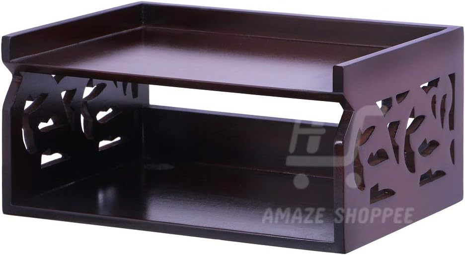 Amaze SHOPPEE Wood Glossy Finish Set Top Box Wall Shelf (25.5 x 19 x 12 cm, Brown)