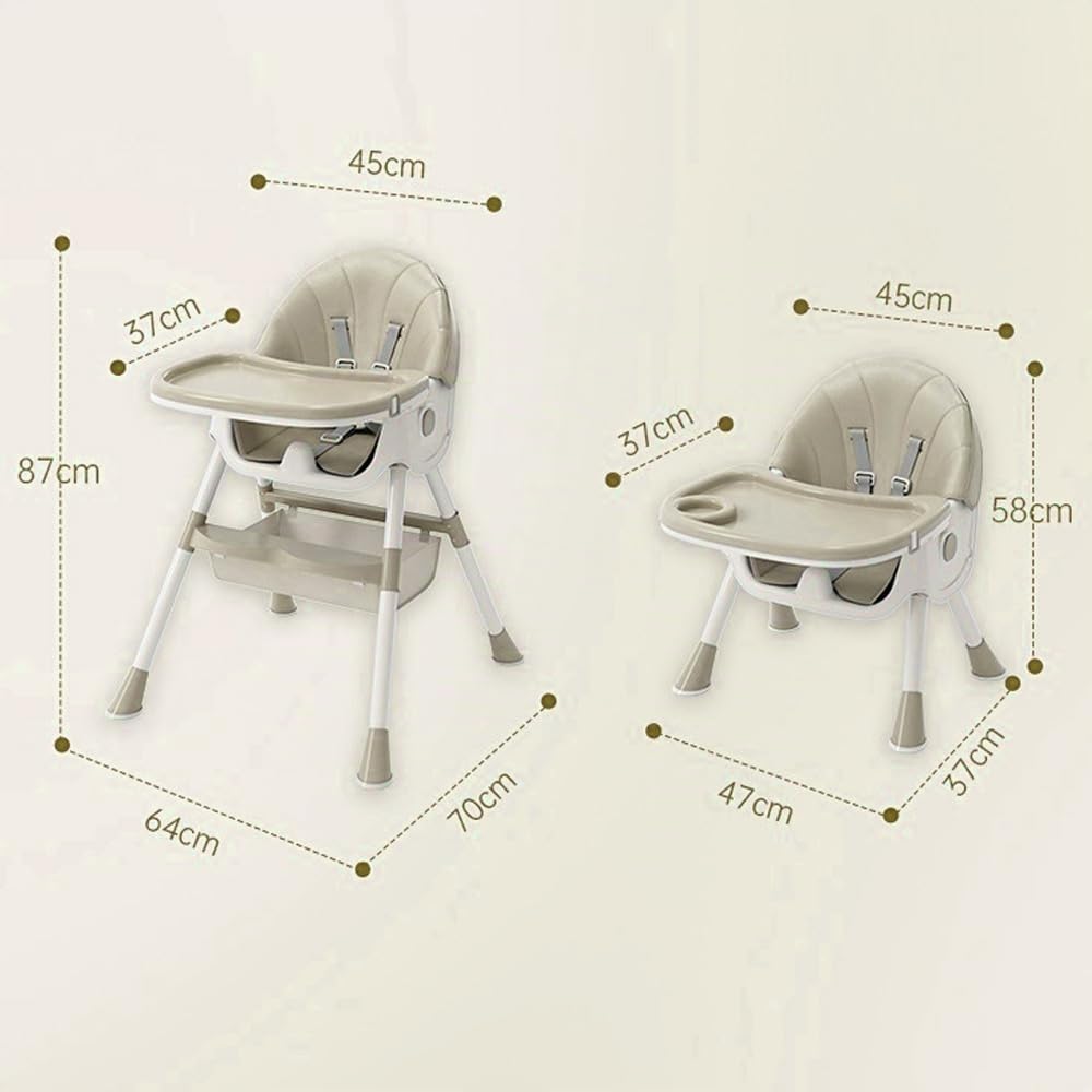 Chaise Haute Bébé Evolutive Pliable Chaise Haute 4 en 1, Double Plateau Détachable avec 4 Angles d'Inclinaison, Transat Inclinable Enfant Chaise avec Roues Universelles