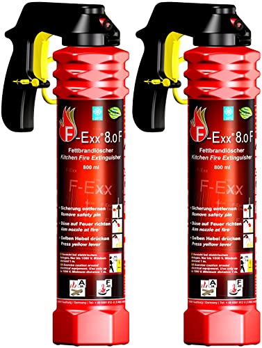 F-Exx 8.0 F - Schaum-Feuerlöscher für Haushalt und Küche - 2X 800ml Löschspray Made in Germany