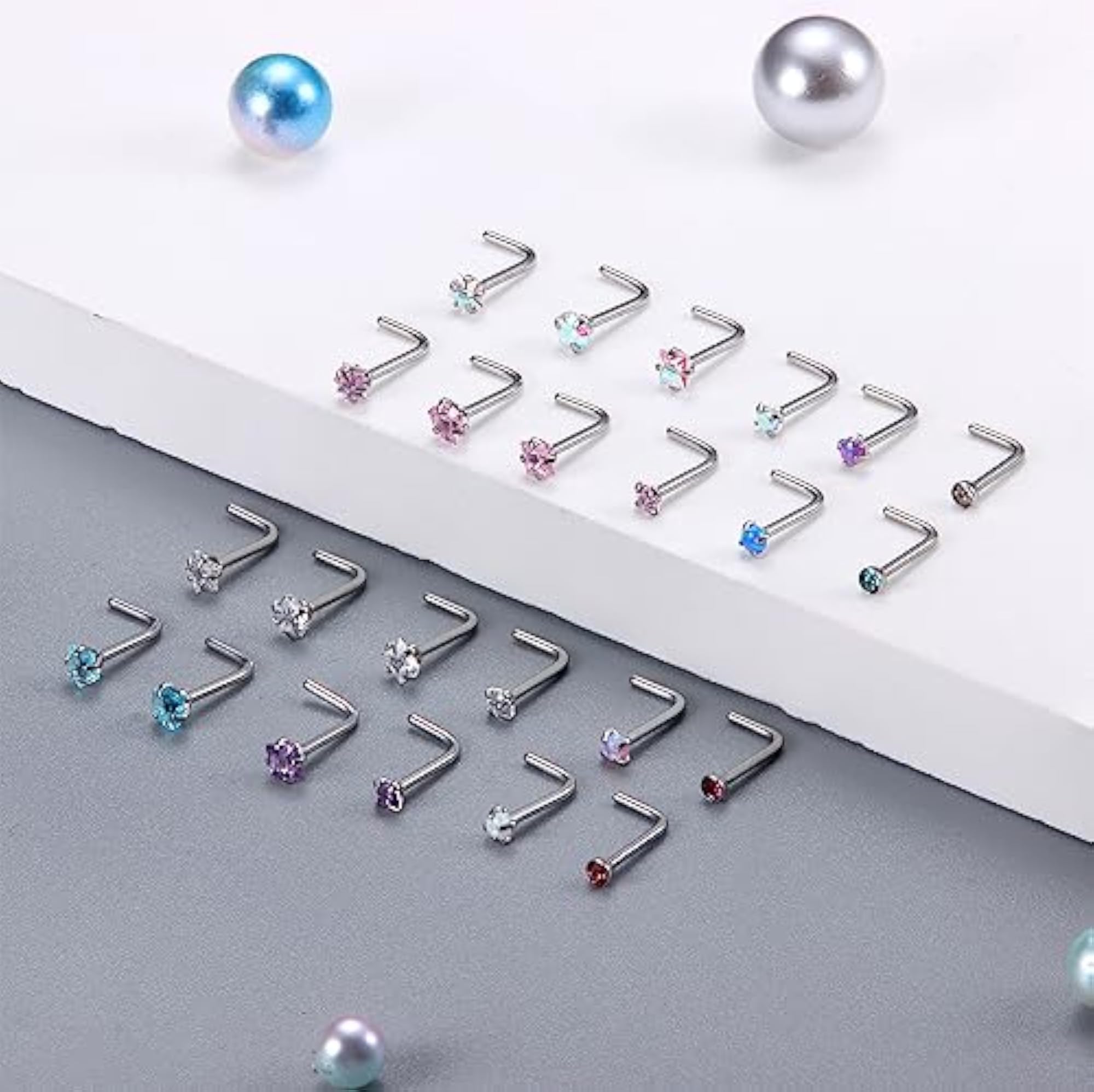 24 Pieces 20G Nose Piercing Plug Set