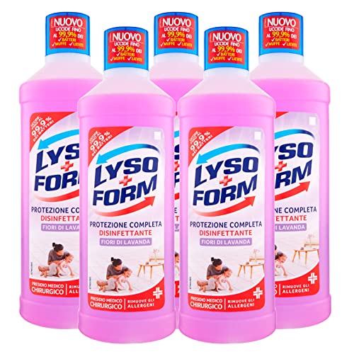 5x Lysoform Protezione Completa Disinfettante Fiori di Lavanda Pavimenti Presidio Medico Chirurgico - 5 Flaconi da 1,25 litri ognuno