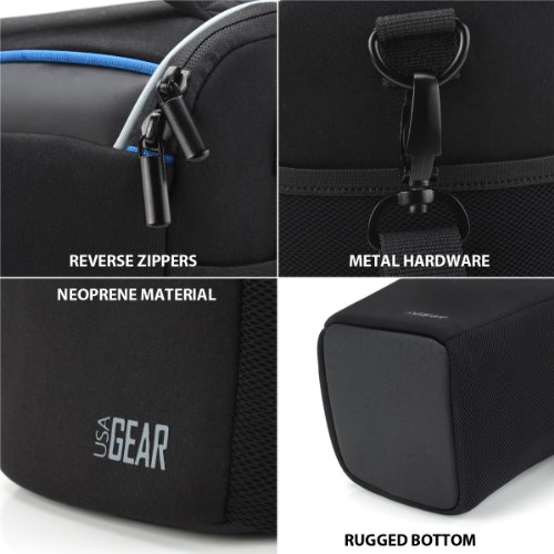 Image of USA Gear DSLR Camera Case for Men and Women with Top Loading Accessibility, Adjustable Shoulder, Small Camera Sling Bag, Travel Padded Handle - Camera Holster Bag for Nikon, Canon, Panasonic (Black)