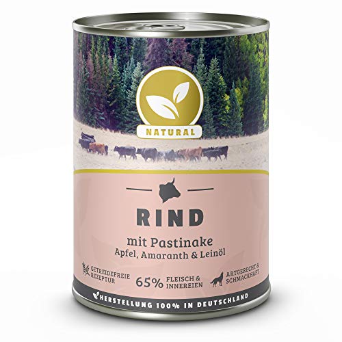 Produktbild von Natural Nassfutter Rind mit Pastinake für Hunde - 6 x 400 g