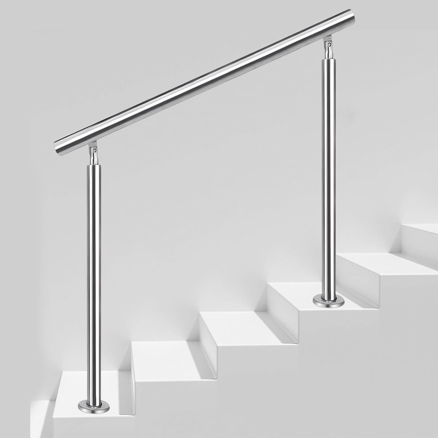 Gyeqxkt Height 85Cm Adjustable 304 Stainless Steel Outdoor Handrail With Installation Kit Safety Stair Railing Support Bar Floor Mount Banister For Garden Porch /47Inch