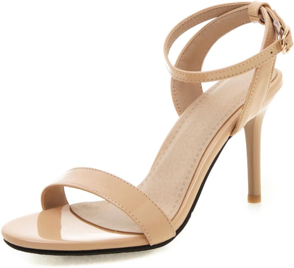 Women's Round Open Toe High Heels Ankle Strap Sandals