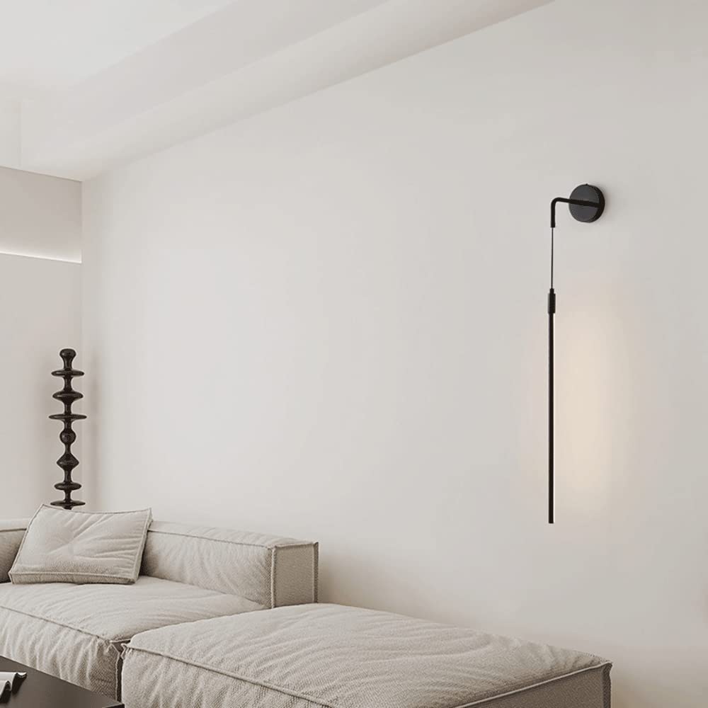 Applique Murale Ultra Fine en métal, Appliques murales de Chevet linéaires pour Chambre à Coucher avec Abat-Jour en Acrylique Blanc Mat, rondelle Murale LED Moderne 22 W, Appliques murales de