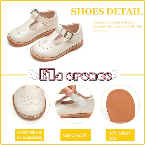 Image of Kiderence Toddler Girl Mary Jane School Uniform Dress Shoes Oxford Flats | Wide Toe Box Great Comfort for Student Shoe and Flower Girl Shoe for Wedding, Parties, Church