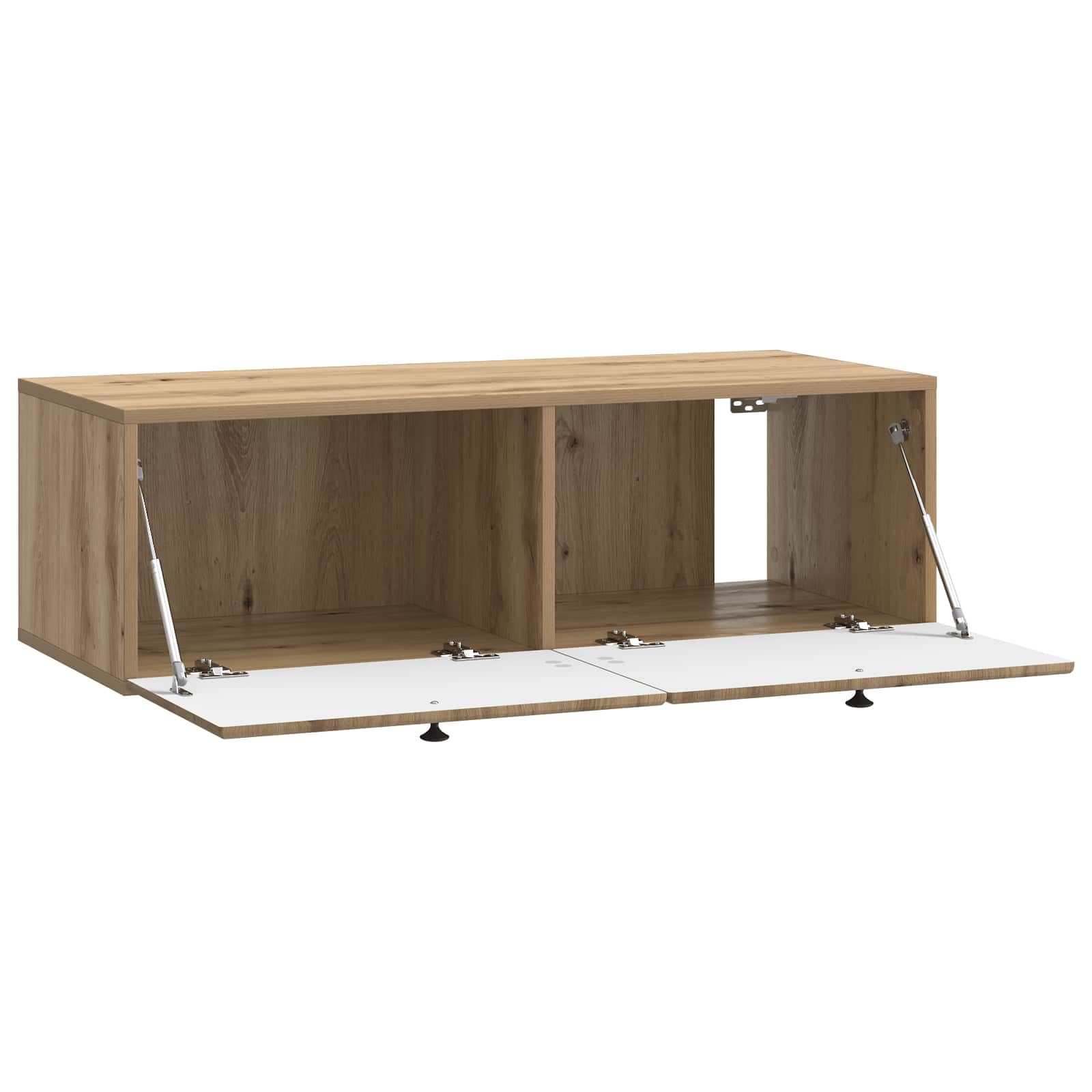 Mueble de TV colgante, mueble bajo montado en la pared en roble Artisan, flotante para salón, moderno tablero colgante de madera con espacio de almacenamiento, 98 x 41 x 30 cm