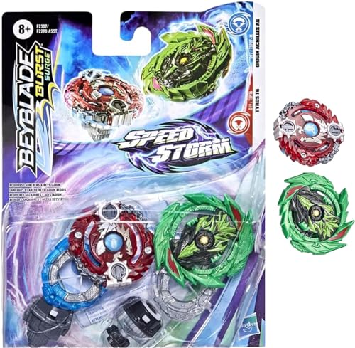 Hasbro Beyblade Burst Surge Speedstorm - Paquete Doble Origin Achilles A6 y Tyros T6 Multicolor Talla estándar