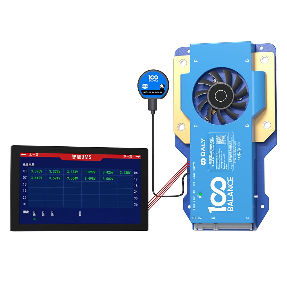 100BALANCE 300A 4-8S Smart Active Balance CAN BMS + WiFi Module +4.3inch Touch LCD Display Set
