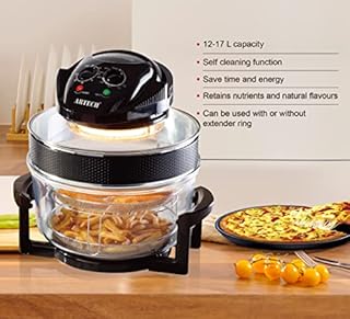 ARTECH 17L Halogen Air Fryer - Halogen Oven, 1400W, With Extender Ring, Roast, Bake, Grill, Defrost, 60 Min Timer, 125°C-250°C Adjustable Temperature, Accessories Included