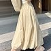 Women's A-line Lantern Skirts Novelty Ruffle Tiered Side Pocket Fashion Skirt High Waisted Pure Flowy Streetwear Khaki