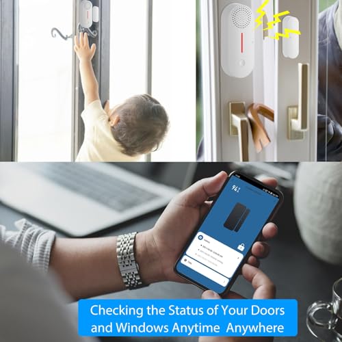 Zabree Detector de Sensor de Porta Wifi, Alarme para Abertura de Portas, Pacote com 2, Alarme de Sen