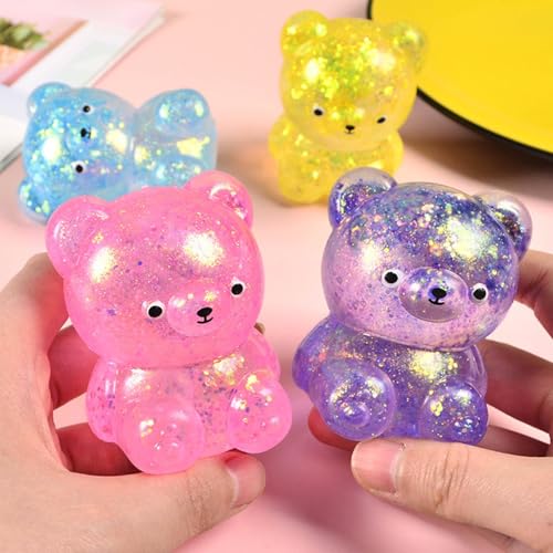 Gummi Bär Sensorik Spielzeug für Erwachsene [4 Stück], Weiches Knautschspielzeug gegen Stress, Autistische Stimming Hand Stressball für Kinder & Erwachsene, Anti Stress Spielzeug Geschenk (Bunt)