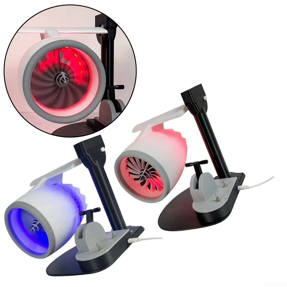 Wentylator biurkowy silnika lotniczego z nawilżaczem, model turbofanu USB ze światłem LED i regulowanym przepływem powietrza, do dekoracji domu, biura, bezprzewodowy, czerwony