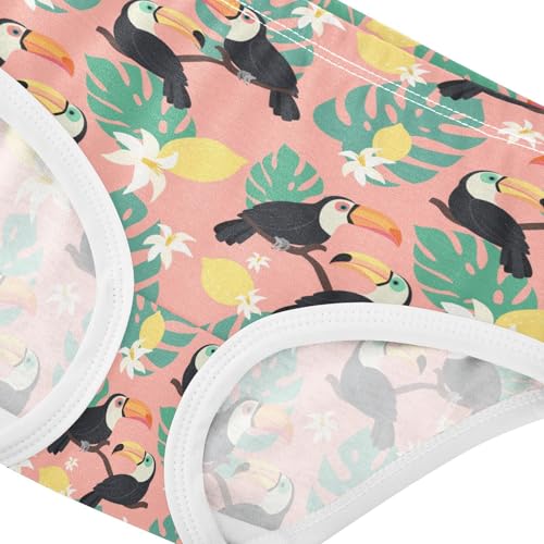 ZZKKO Toucan Tropical Leaves Girls Underwear Toddler Panties for Girls Comfort Brief Size 2T-8Y4