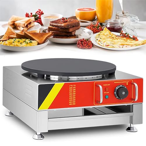 Electric Pancake Machine, 16'' Commercial Crepe Pan Baking Pancake Griddle, Nonstick Hotplate for Blintzes, Roti, Tortilla, Eggs, Easy Clean