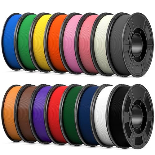 Image of 16 Color Bundle Elite PLA+ 3D Printer Filament, Multicolor PLA+ Filament 1.75mm, Individually Vacuum Packed, 0.25kg per Spool, 16 Pack, Total 4kg