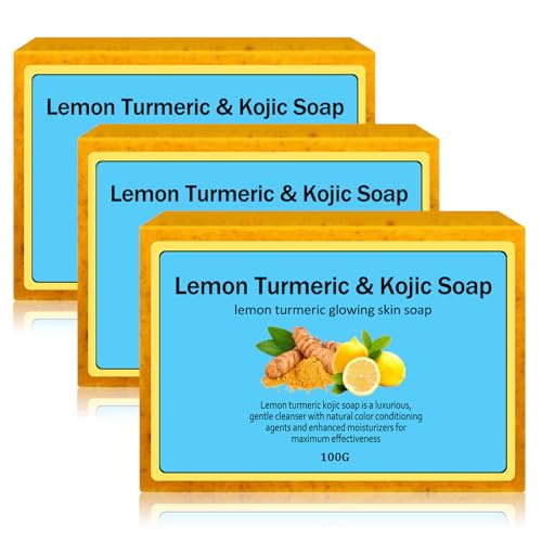 Lemon Turmeric Kojic Soap, Turmeric and Kojic Soap Bar, Jabon De Curcuma, Honey Glow Skin Soap for Face and Body, Deep Cleansing Moisturizing