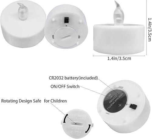 Miniatura 5 de YIWER Velas de té de batería, velas LED de té de 200 horas, paquete de 12 unidades (blanco cálido)